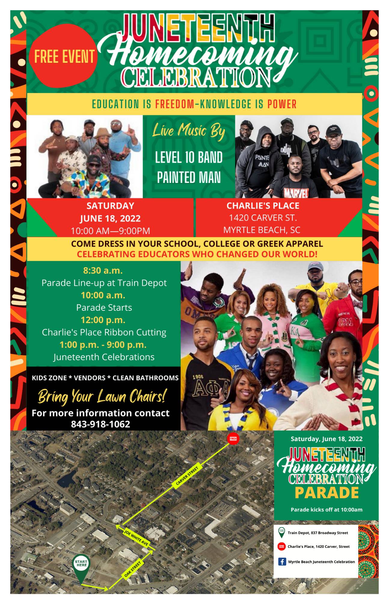 Juneteenth Flyer with Map and Parade Line up 6-6-2022 - Copy